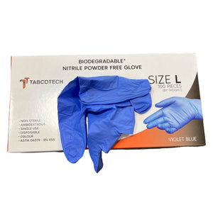 TB-BD-3M-L, 1000 Biodegradable Nitrile Disposable Gloves, $0.069 each - Powder Free, 3.5 MIL-Large, Per Case (100pcs/bag-10bags/case)