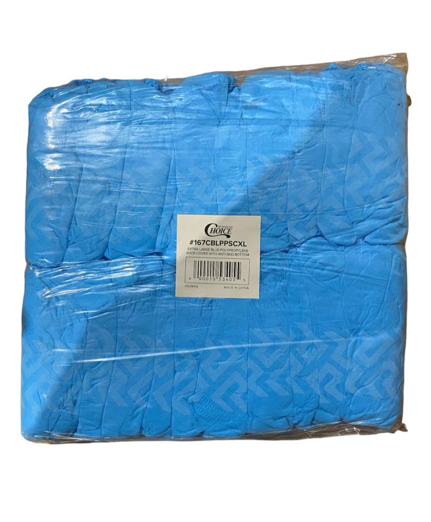 SHOE COVER XL - Choice Blue Polypropylene, Anti Skid Bottom, 100/Pack - $8.90